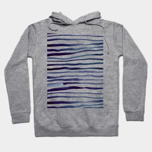 Irregular watercolor lines - indigo Hoodie